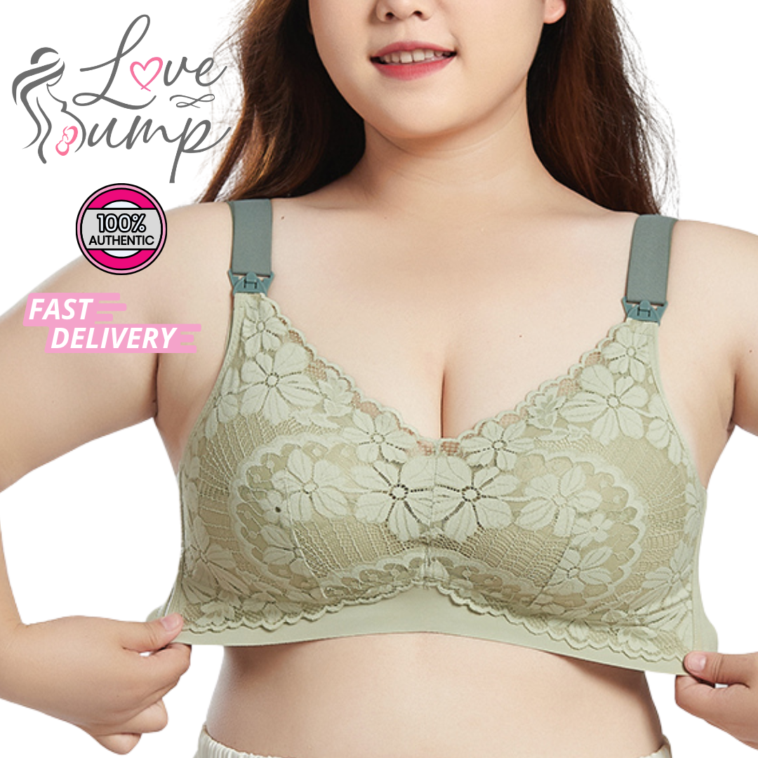 Love Bump - ToughMomma Brianna Sexy Lace Wireless Nursing Bra for PLUS SIZE