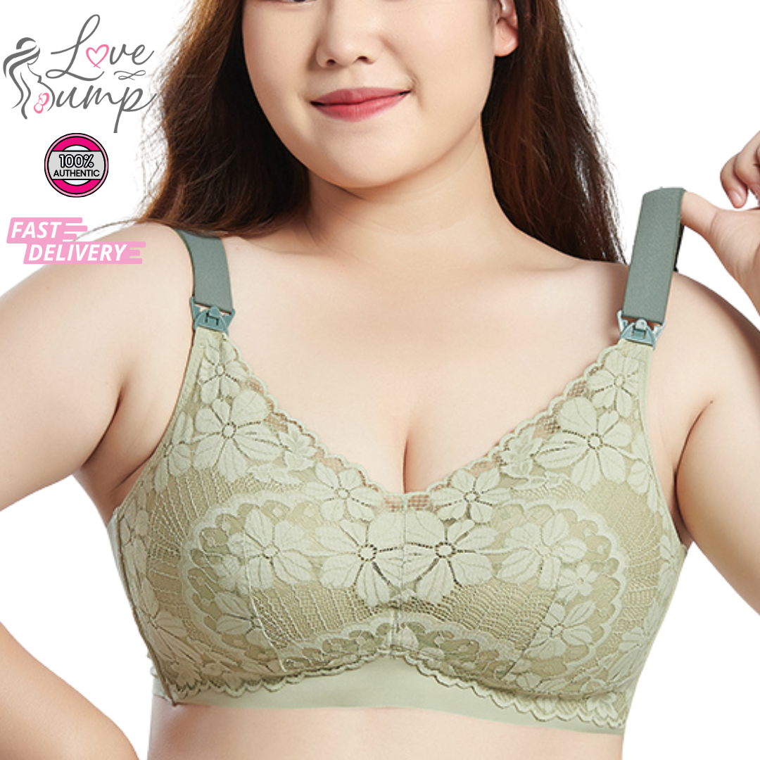 Love Bump - ToughMomma Brianna Sexy Lace Wireless Nursing Bra for PLUS SIZE