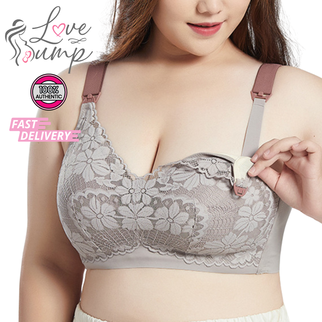 Love Bump - ToughMomma Brianna Sexy Lace Wireless Nursing Bra for PLUS SIZE