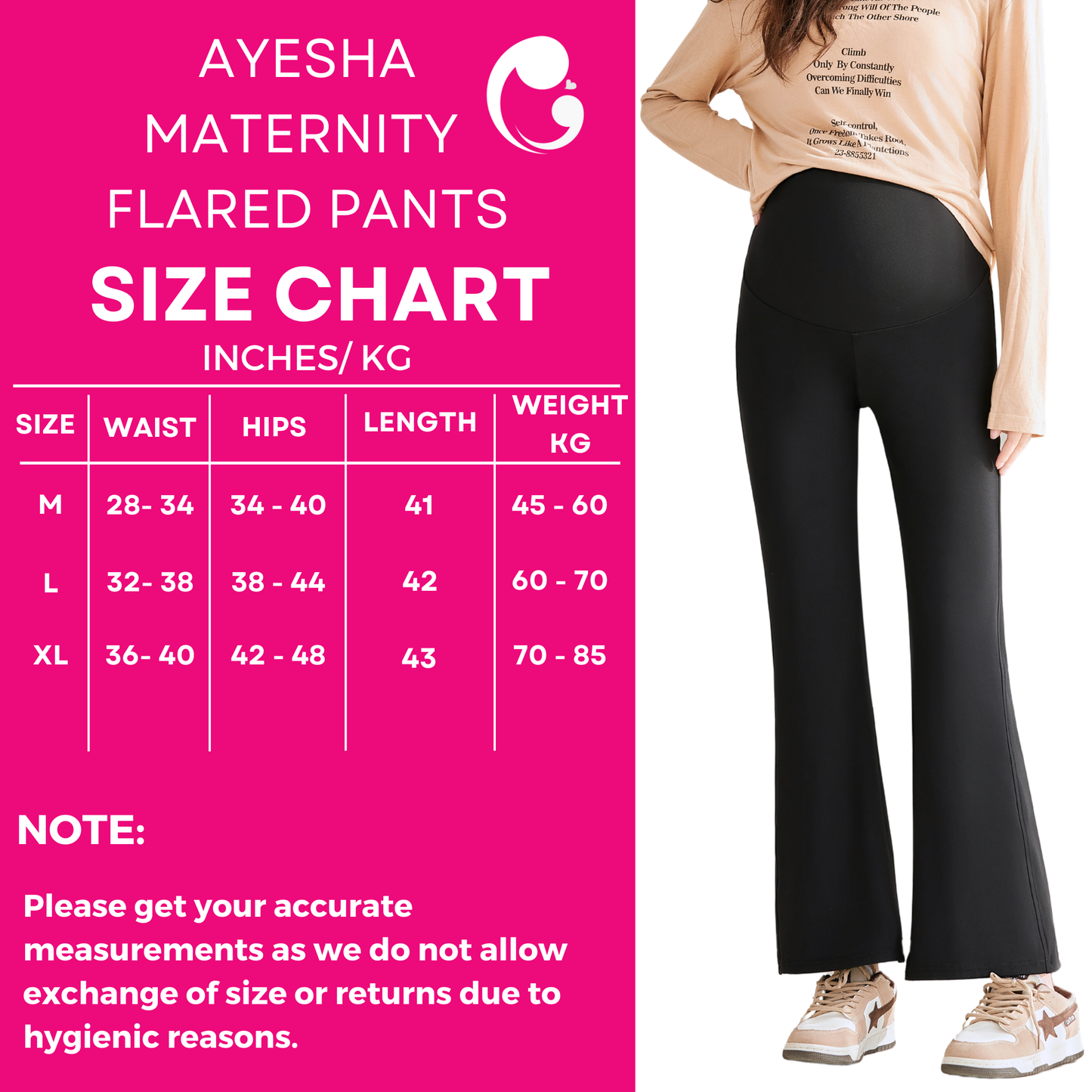 Love Bump - ToughMomma Ayesha Over The Bump Maternity Flared Pants