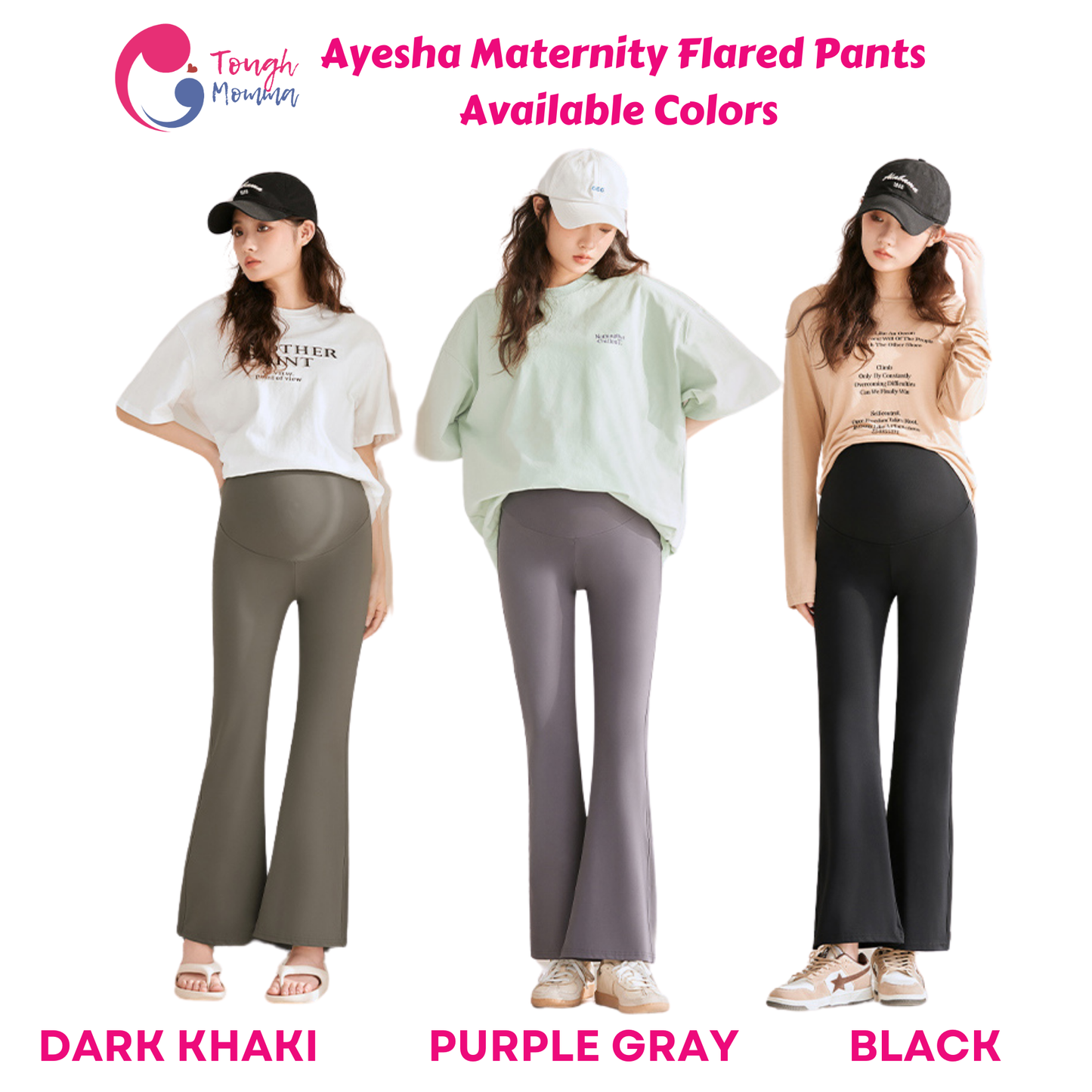 Love Bump - ToughMomma Ayesha Over The Bump Maternity Flared Pants
