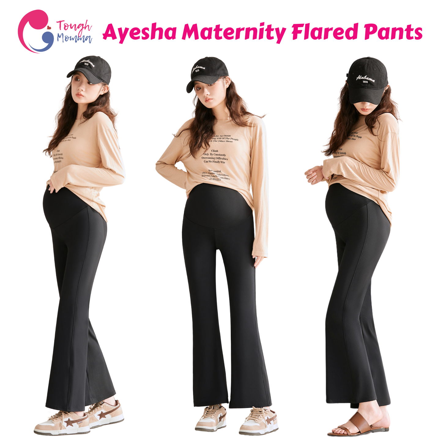 Love Bump - ToughMomma Ayesha Over The Bump Maternity Flared Pants
