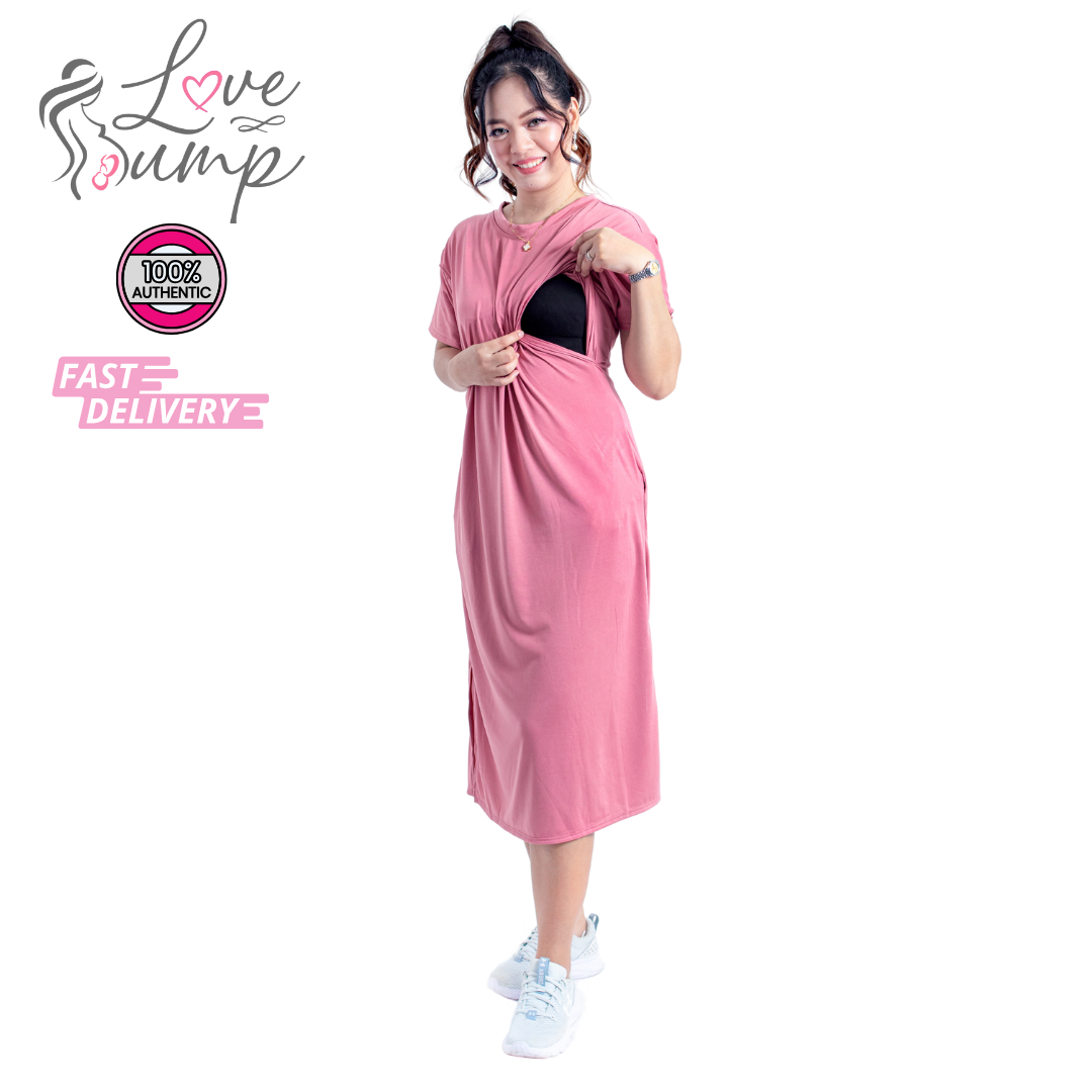 Love Bump - ToughMomma Yumi Maternity Nursing T- Shirt Dress S - 2XL