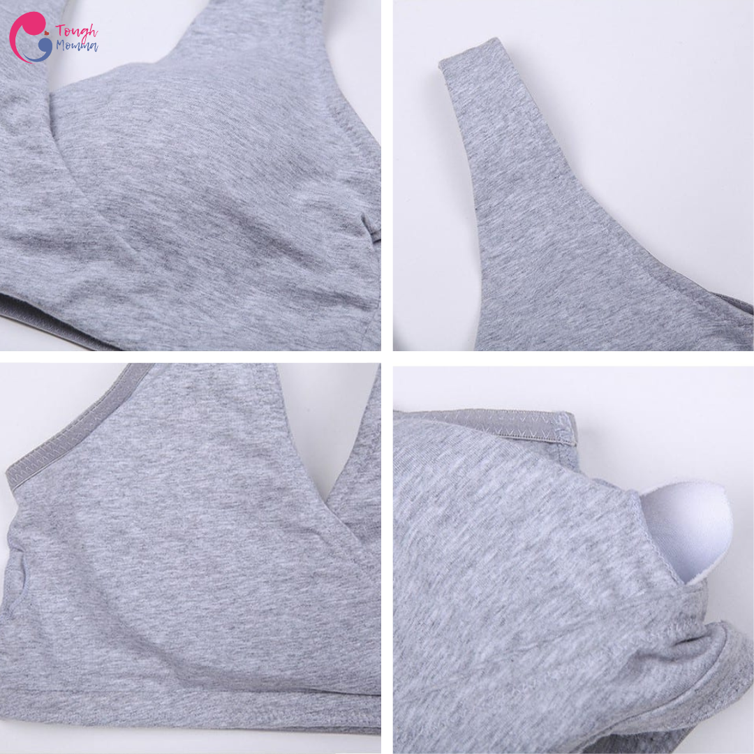 Love Bump - ToughMomma Kathryn French Cross Pull Aside Cotton Wireless Nursing Bra