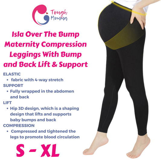 Love Bump - ToughMomma Isla Over The Bump Maternity Compression Leggings With Bump and Back Lift & Support